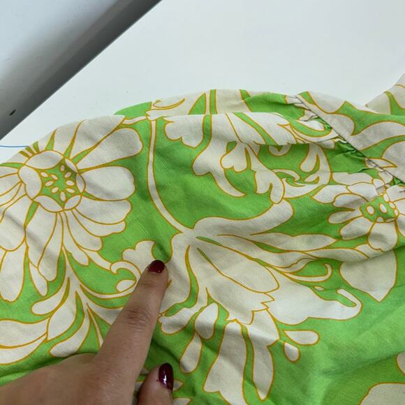 Sandro Dress Womens 36 Small Green Floral Ludmila Cutout Midi Linen Blend - Picture 15 of 15